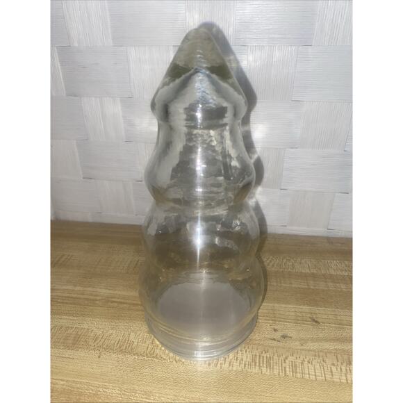 Vintage Clear Glass Christmas Tree Shaped 2-Part Candy Jar Container 7.5” x 3" - Picture 2 of 8